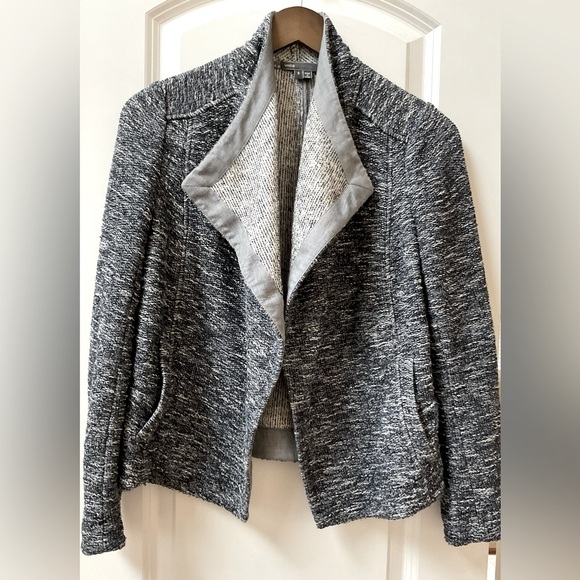 VINCE Tweed Texture Open Drape Jacket - Picture 1 of 7